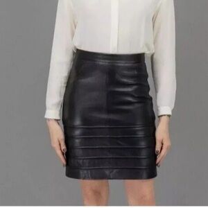 Allsaints Pipe Pencil Lamb Leather High Waisted Mini Skirt in Black Size US 8